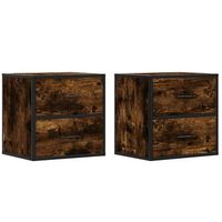 mesitas de noche pared 2 uds color roble ahumado 40x31x395 cm vidaxl