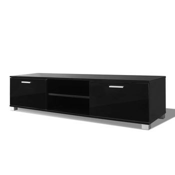 Mueble Tv | Mueble De Salón | Armario Tv Negro Brillo 140x40,5x35 Cm