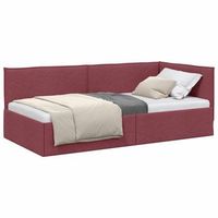 cama individual  cama para adulto  estructura de cama en esquina rojo vino 90 x 190 cm tela
