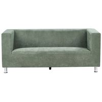 sofa moderno de tela de 3 plazas patas de metal plateado reposabrazos de riel chenilla verde floro
