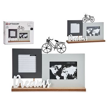 Marco De Fotos Dreams Negro Gris Blanco Madera (37,5 X 6 X 26,5 Cm)