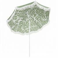 outsunny sombrilla de playa con flecos o180 cm altura ajustable inclinacion anclaje arena y bolsa de transporte upf30 verde