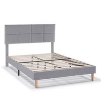 estructura de cama tapizada silvi de 30 cm 90x190 cm gris claro