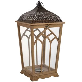 Farol de madera 35x35x72h cm