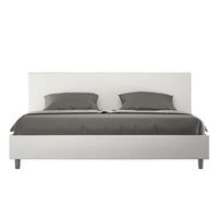 cama con almacenaje acolchada 180x190 cuero sintetico blanco adele