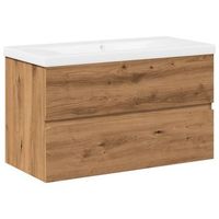 mueble con lavabo integrado roble artesanal 81x395x49 cm