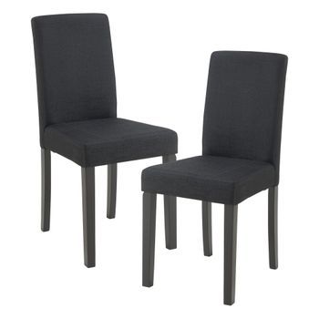 Conjunto De 2 Sillas De Comedor Hamburg 89x43x54 Cm Tela - Negro [en.casa]