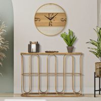 consola de hierro y madera marron 110x32x77 cm