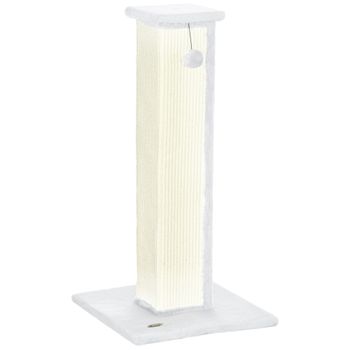 PawHut Poste Rascador para Gatos Altura 81 cm Rascador para Gatos con Poste de Sisal y Bola Colgante 41x41x81 cm Blanco