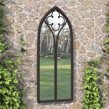 Espejo Decorativo | Espejo De Jardín Negro Hierro Para Exterior 70x30 Cm Cfw525543