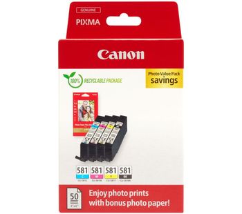 CANON CLI-581 Cyan, Magenta, Yellow & Black Ink Cartridges - Multipack, Cyan