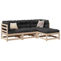 conjunto de sofas de jardin 4 uds  mueble jardin mesa y sillas madera maciza de pino cfw451865
