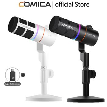 Micrófono dinámico cardioide COMICA D10/D10 PRO RGB USB/XLR para juegos de escritorio, con cable/inalámbrico, para streaming, entrevistas y podcasts.
