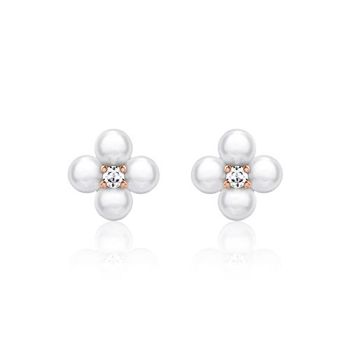 Pendientes de perlas flor de plata 925, chapados en oro rosa
