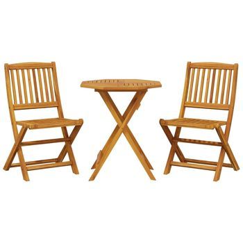 Muebles Cafetería Plegables 3 Uds | Conjunto De Mesa Y Sillas Madera Maciza Acacia