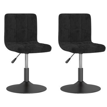 2 Uds Sillas De Comedor | Silla De Mesa | Silla De Cocina Giratorias Terciopelo Negro