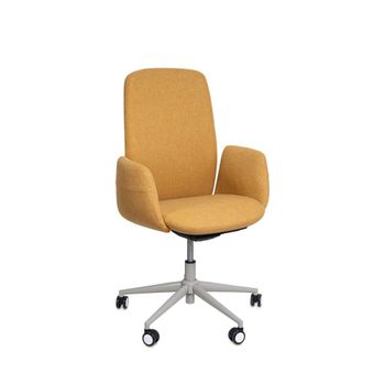 Silla de escritorio tapizada en mostaza