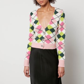 Ganni Intarsia-Knit Organic Cotton Cardigan - M
