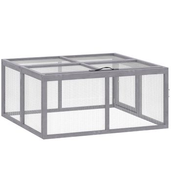 PawHut Conejera Exterior Plegable, Casa para Cobayas con Techo Abatible, para 3 Conejos, Gallinas o Patos, 110 x 105 x 50 cm   Aosom España