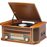 tocadiscos denver mcr-50mk3 5 w rms aux usb cd cassette mp3 madera