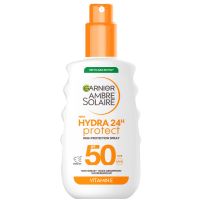 garnier ambre solaire spf 50 hydra 24 hour protect high protection uvb  uva hydrating sun cream spray 150ml