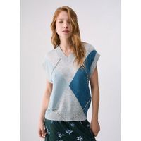 liu jo jersey chaleco argyle con bordados joya para mujer