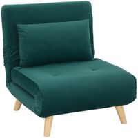 homcom sillon cama 3 en 1 plegable con respaldo ajustable verde oscuro   aosom espana