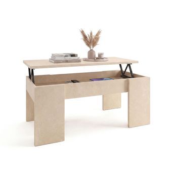 Mesa De Centro Elevable Con Almacenaje 100x42,5-53 Cm Vita Microcemento Beige 50 X 45 X 50 Cm
