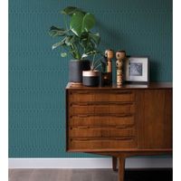 papel pintado vinilico ecologico etnico diseno geometrico africano verde - barak 682042 de gaulan - rollo de 10 m x 052 m