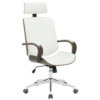 Silla De Oficina Dayton Simil Cuero Blanco/gris 70x70x118 Cm Clp