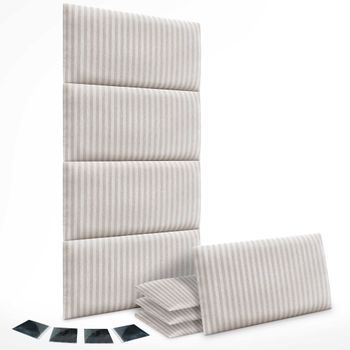 Dhome Juego De 8 Paneles Tapizados De Tela De Lujo Pack Autoadhesivos Para Pared Acústicos Absorbentes Protección (cream, 60x60cm, X8)