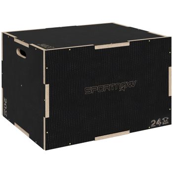 SPORTNOW Cajón de Salto Pliométrico de Madera con Mangos Huecos Carga 120 kg para Casa Oficina Gimnasia 61x51x41 cm Negro   Aosom España