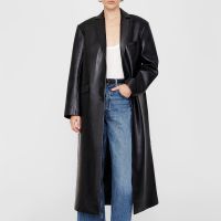 anine bing quinn faux leather-blend coat - l