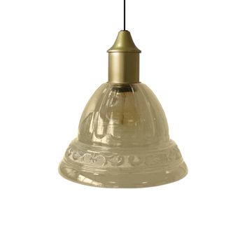 Lámpara de suspensión  campanilla metal vidrio oro D16,5 cm