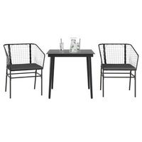 set comedor jardin 3 pzas cojines ratan sintetico vidrio negro vidaxl