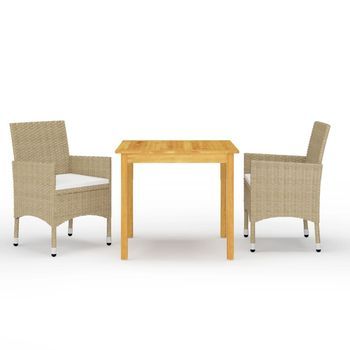 Juego De Comedor De Jardín De 3 Piezas Beige Vidaxl