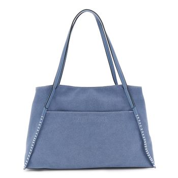 bolso de compras efecto ante, práctico bolsillo frontal, logotipo de alta frecuencia. light blue