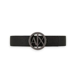 A|X Armani Exchange para mujer. 9411180A87742520 Cinturón con logo negro, blanco (85cm), Casual, Poliuretano