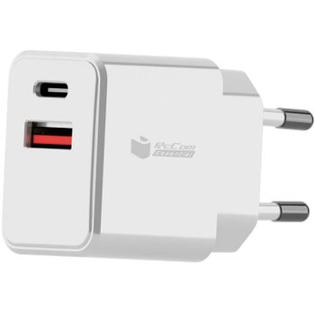 PcCom Essential Cargador USB-C 45W + USB Carga Rápida 3.0 Blanco