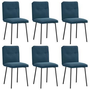 Pack 6 Uds Sillas De Comedor | Silla De Cocina Terciopelo Azul