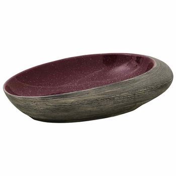 Lavabo Sobre Encimera Ovalado Cerámica Morado Gris 59x40x14 Cm Vidaxl