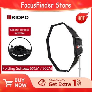 Triopo KX90 90cm KX65 65cm Speedlite Octagon paraguas Softbox Flash al aire libre caja suave para Godox V1 Speedlite Softbox ﻿
