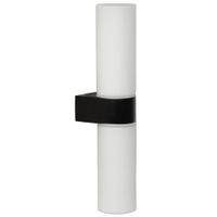aplique de bano 2 luces en vidrio negro y blanco 29cm