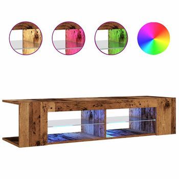 Mueble Tv Luces Led Madera Ingeniería Envejecida 135x39x30 Cm Vidaxl