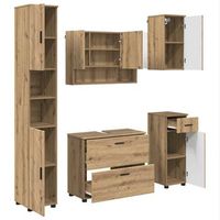 juego de muebles de bano 5 uds roble artisan 35 x 30 x 192 cm vidaxl