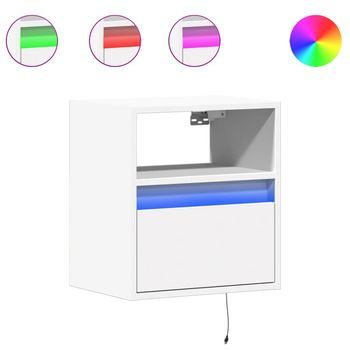 Juego De 2 Mesitas De Noche - Mesillas De Pared Con Luces Led Blanco Mc6329