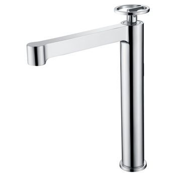 Grifo Monomando Alto Para Lavabo Cromado En Latón Con Cartucho Cerámico Y Flexibles