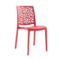 conjunto de 6 sillas de resina para interior o exterior rojas