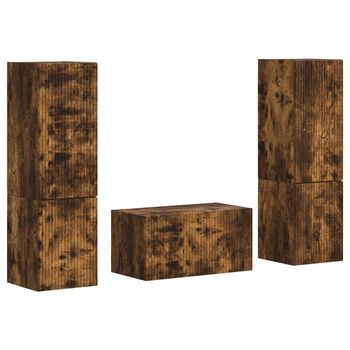 Conjunto De Mueble De Tv 5 Uds | Mueble De Salón | Gabinete De Tv Roble Ahumado