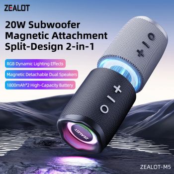 ZEALOT-M5 Altavoz Bluetooth Magnético 2 en 1, Mini Altavoz con Encendido Automático, Color Macaron, Altavoz de Doble Canal, Tarjeta Micro SD